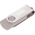 Rotate Flash Drive with Aluminum Cover, 8 GB Full Color - Silver - Photo