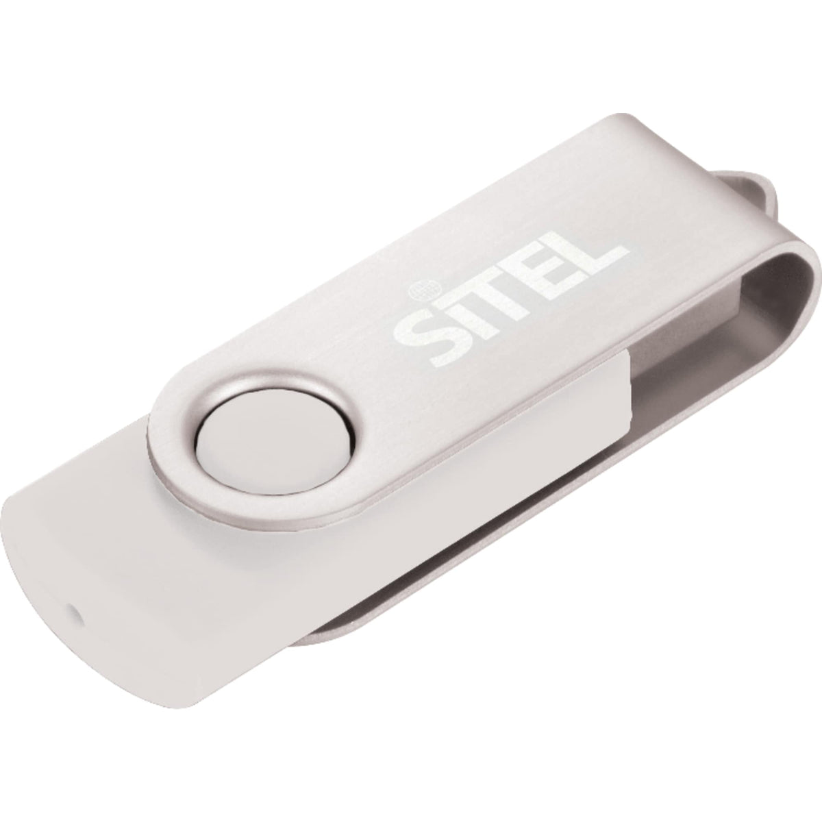 Rotate Flash Drive with Aluminum Cover, 8 GB Full Color - White - Photo