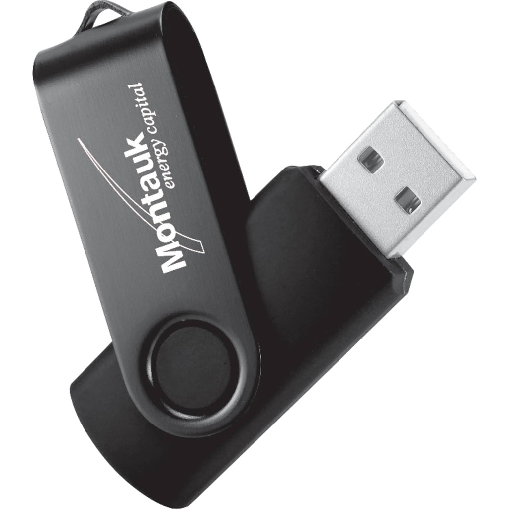Rotate Two-Tone Flash Drive, 4 GB Full Color - Black - Front