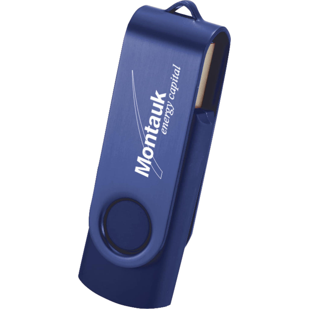 Rotate Two-Tone Flash Drive, 4 GB Laser Engraving - Blue - Front