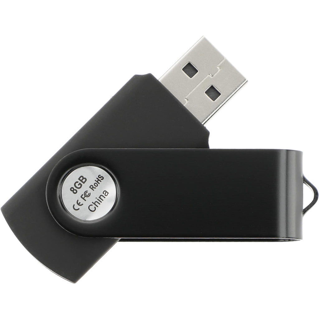 Rotate Two-Tone Flash Drive, 8 GB Laser Engraving - Black - Back