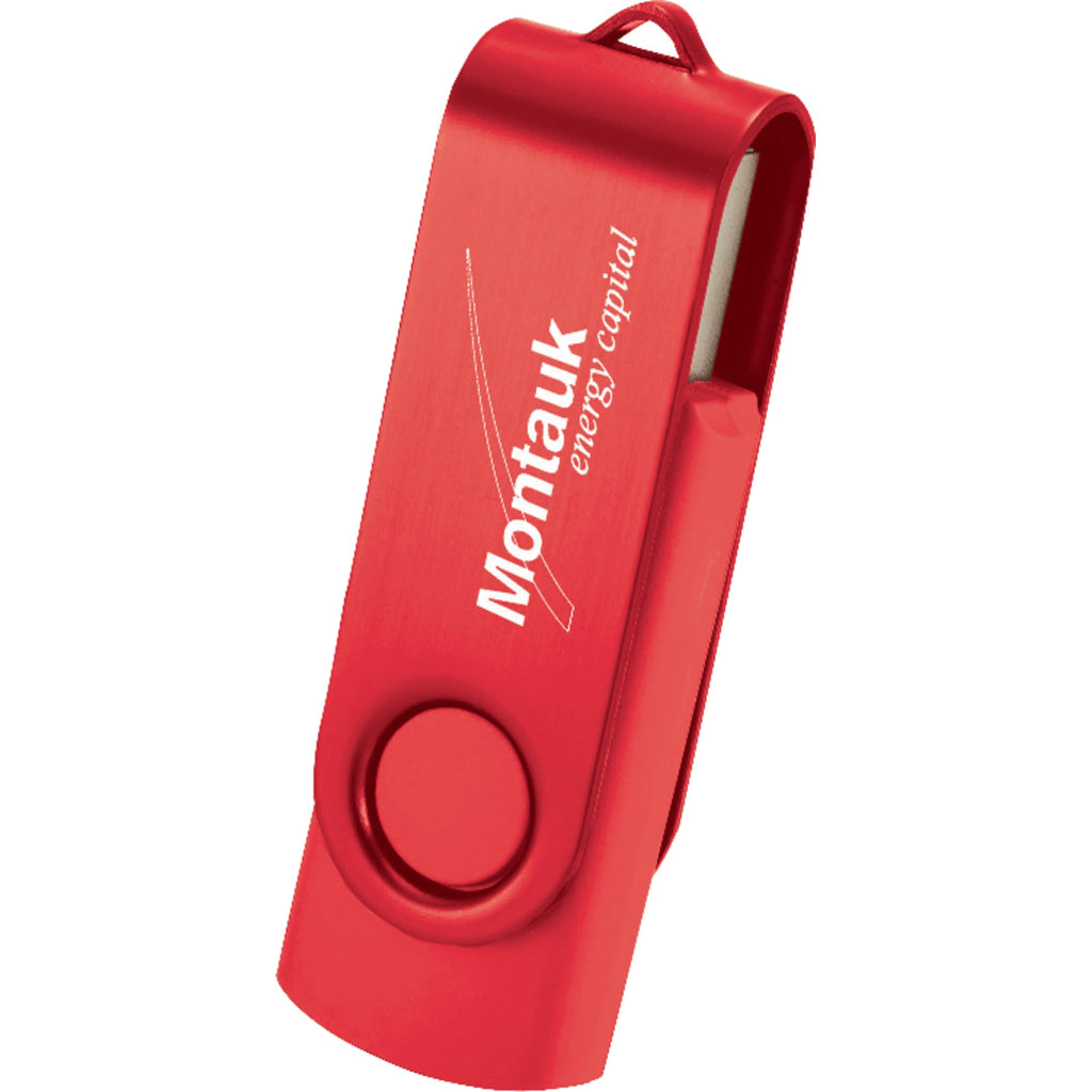 Rotate Two-Tone Flash Drive, 8 GB Laser Engraving - Corporate Red - Front