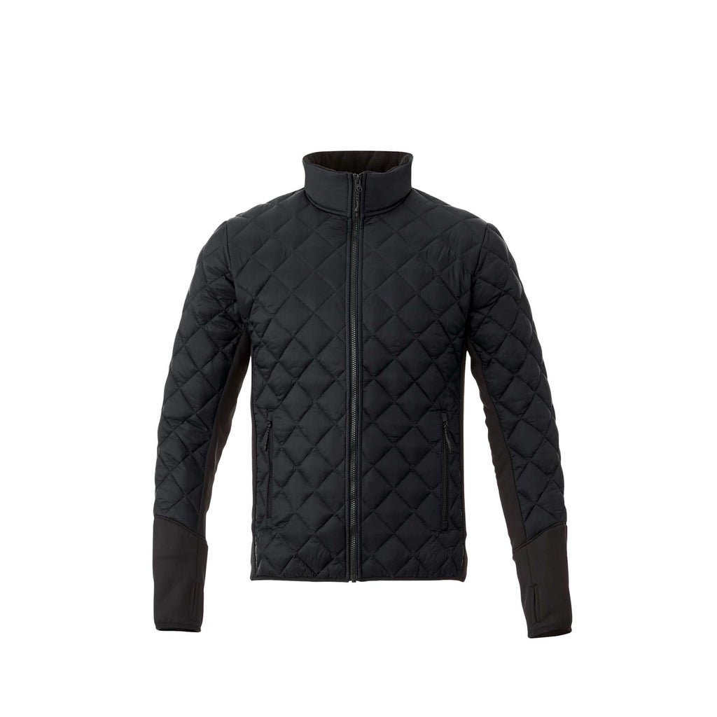 Rougemont Diamond Quilted Hybrid Puffer Jacket for Men Embroidery - Black/Black - Front Flat