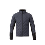 Rougemont Diamond Quilted Hybrid Puffer Jacket for Men Embroidery - Grey Storm/Black - Front Flat