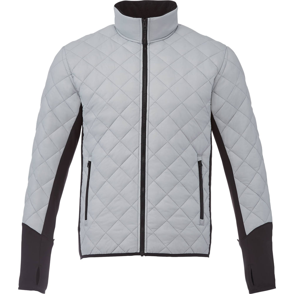 Rougemont Diamond Quilted Hybrid Puffer Jacket for Men Embroidery - Light Grey/Black - Front