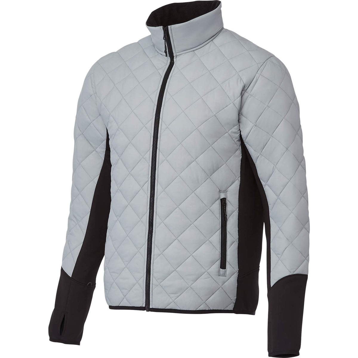 Rougemont Diamond Quilted Hybrid Puffer Jacket for Men Embroidery - Light Grey/Black - Right Angle