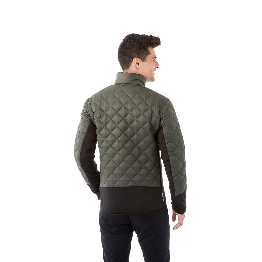 Rougemont Diamond Quilted Hybrid Puffer Jacket for Men Embroidery - Loden/Black - Back Flat 2