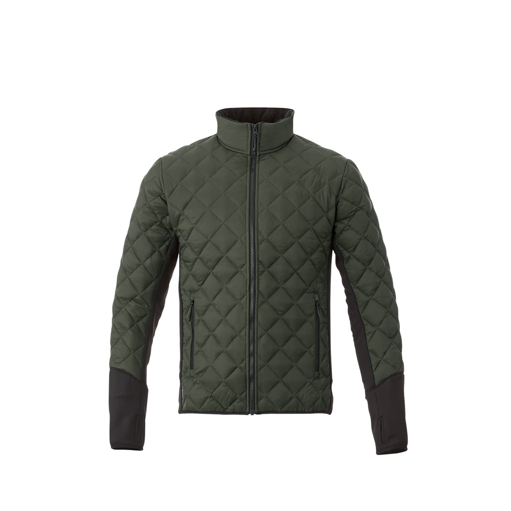 Rougemont Diamond Quilted Hybrid Puffer Jacket for Men Embroidery - Loden/Black - Front Flat