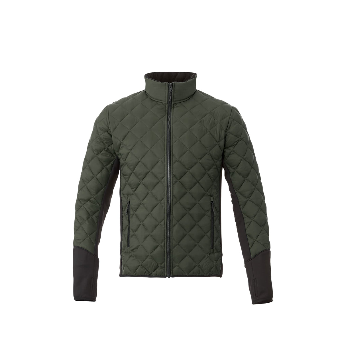 Rougemont Diamond Quilted Hybrid Puffer Jacket for Men Embroidery - Loden/Black - Front Flat