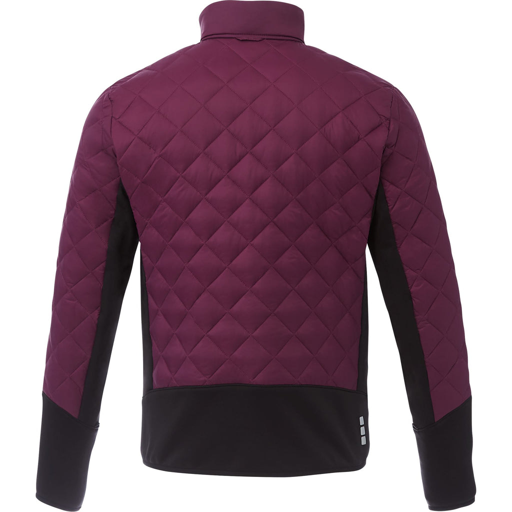 Rougemont Diamond Quilted Hybrid Puffer Jacket for Men Embroidery - Maroon/Black - Back