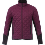 Rougemont Diamond Quilted Hybrid Puffer Jacket for Men Embroidery - Maroon/Black - Front