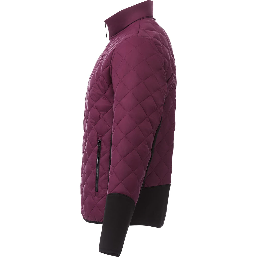 Rougemont Diamond Quilted Hybrid Puffer Jacket for Men Embroidery - Maroon/Black - Left Side