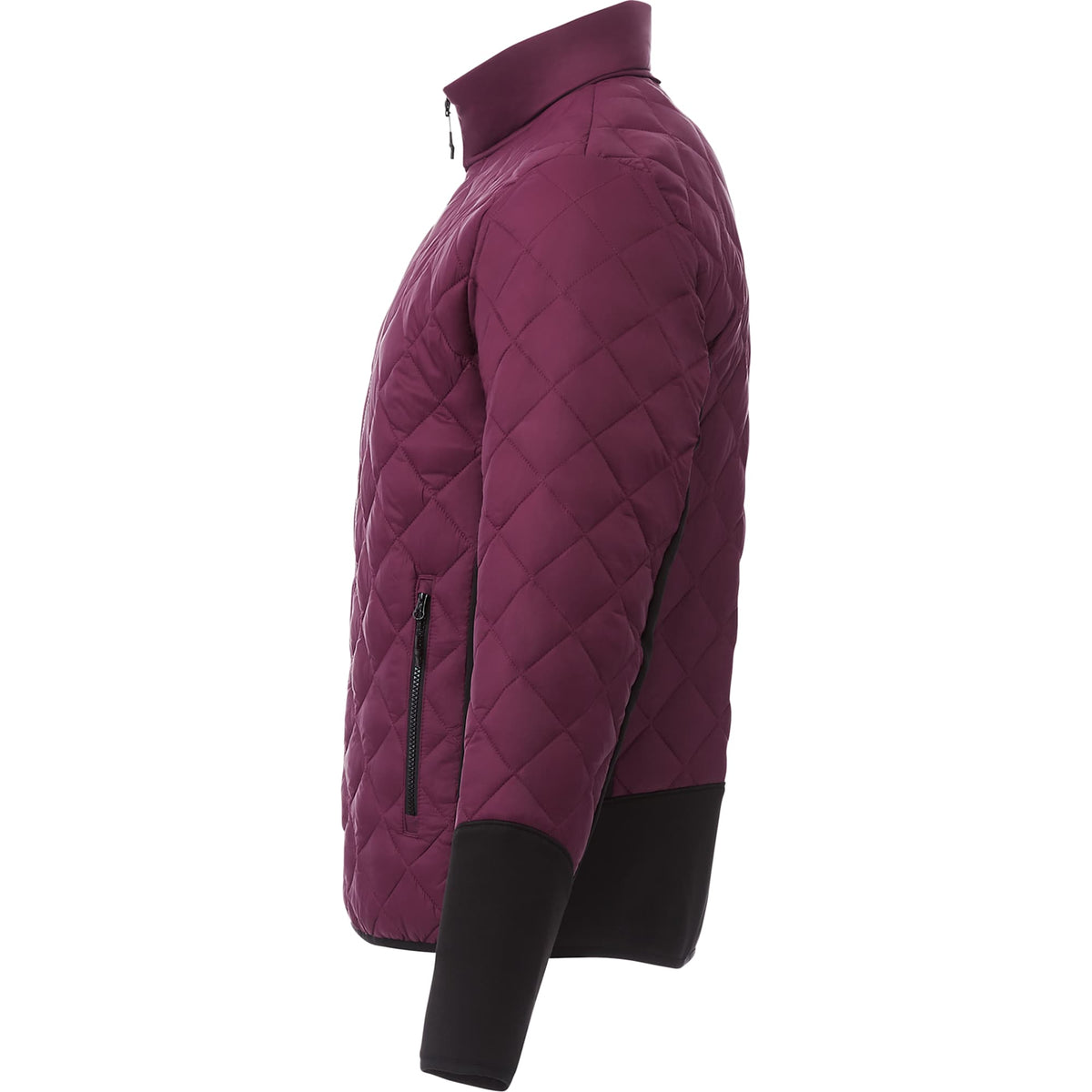 Rougemont Diamond Quilted Hybrid Puffer Jacket for Men Embroidery - Maroon/Black - Left Side