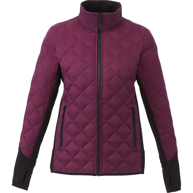 Rougemont Diamond Quilted Hybrid Puffer Jacket for Women Embroidery