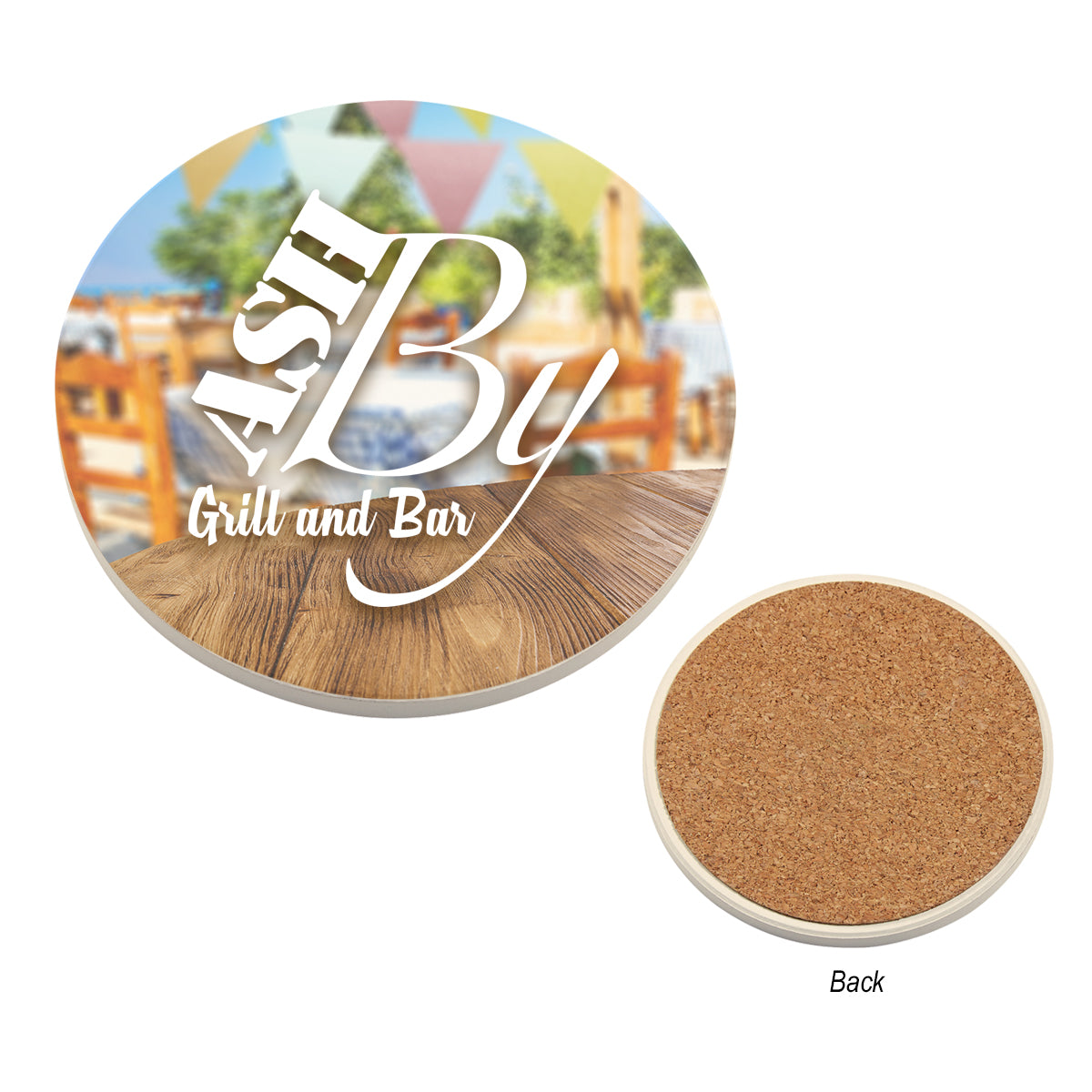 Round Absorbent Coaster in Full Color - White