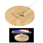 Round Bamboo Wireless Charger, 15W - Laser Engraving