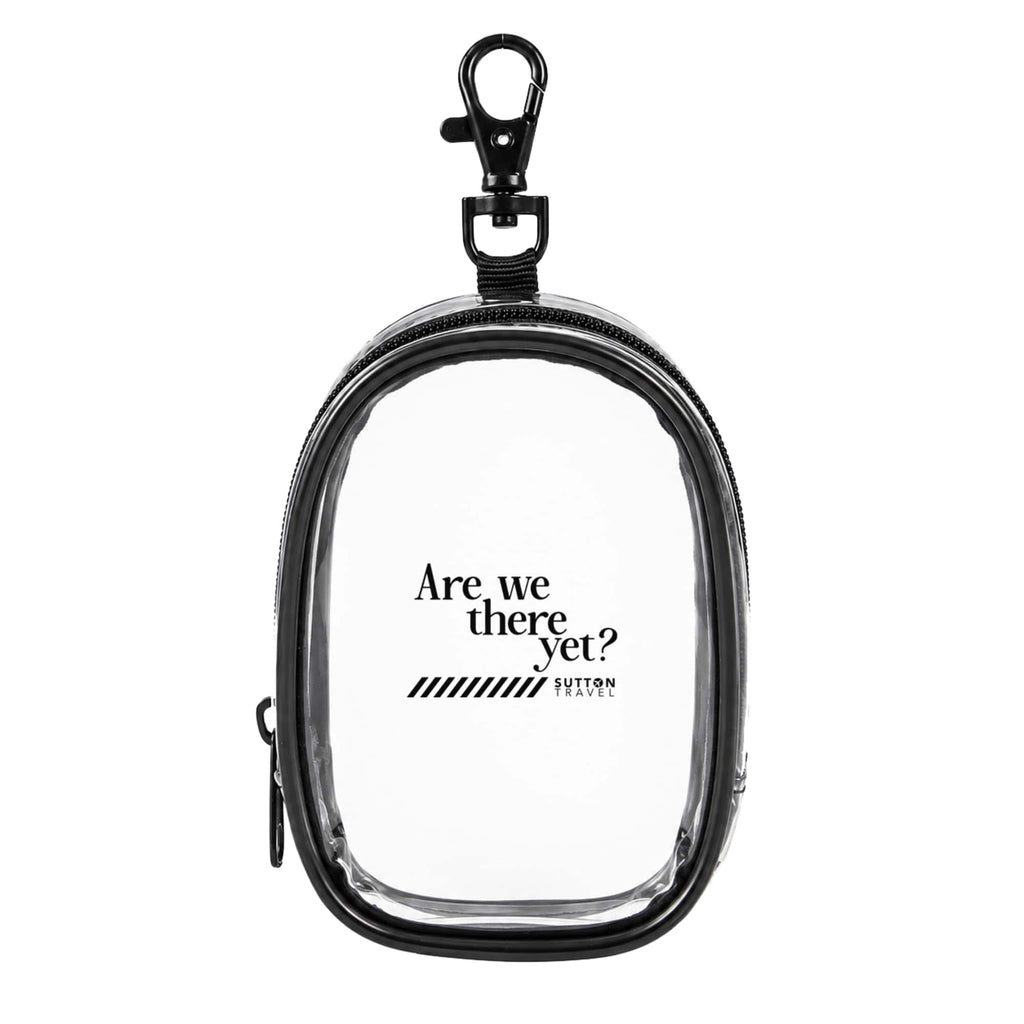 Round Clear Bag Charm with Zip - Clear - Front