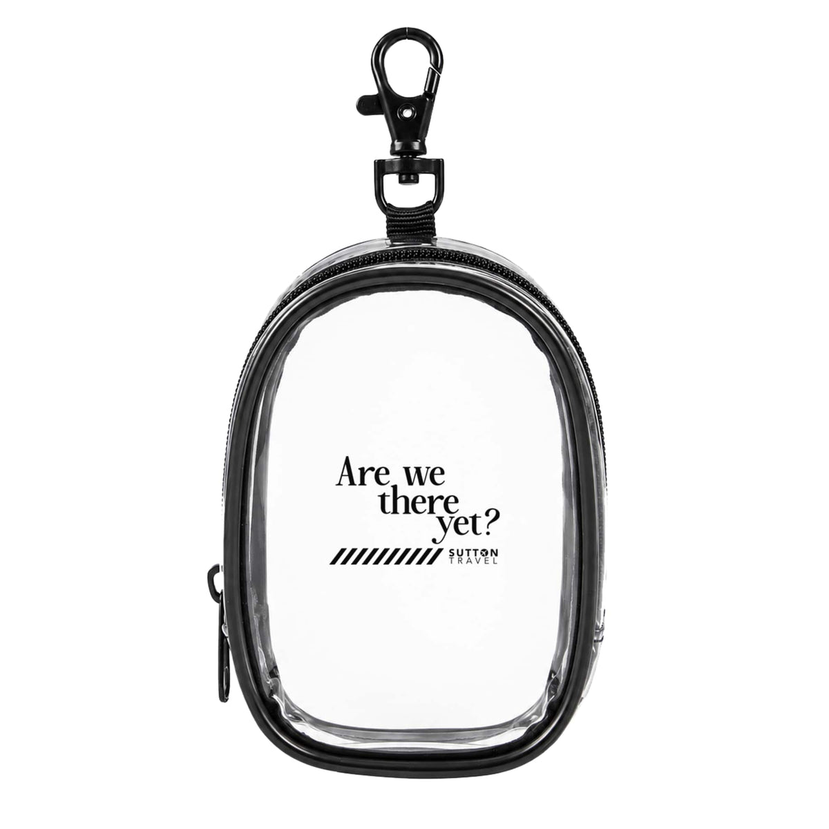 Round Clear Bag Charm with Zip - Clear - Front