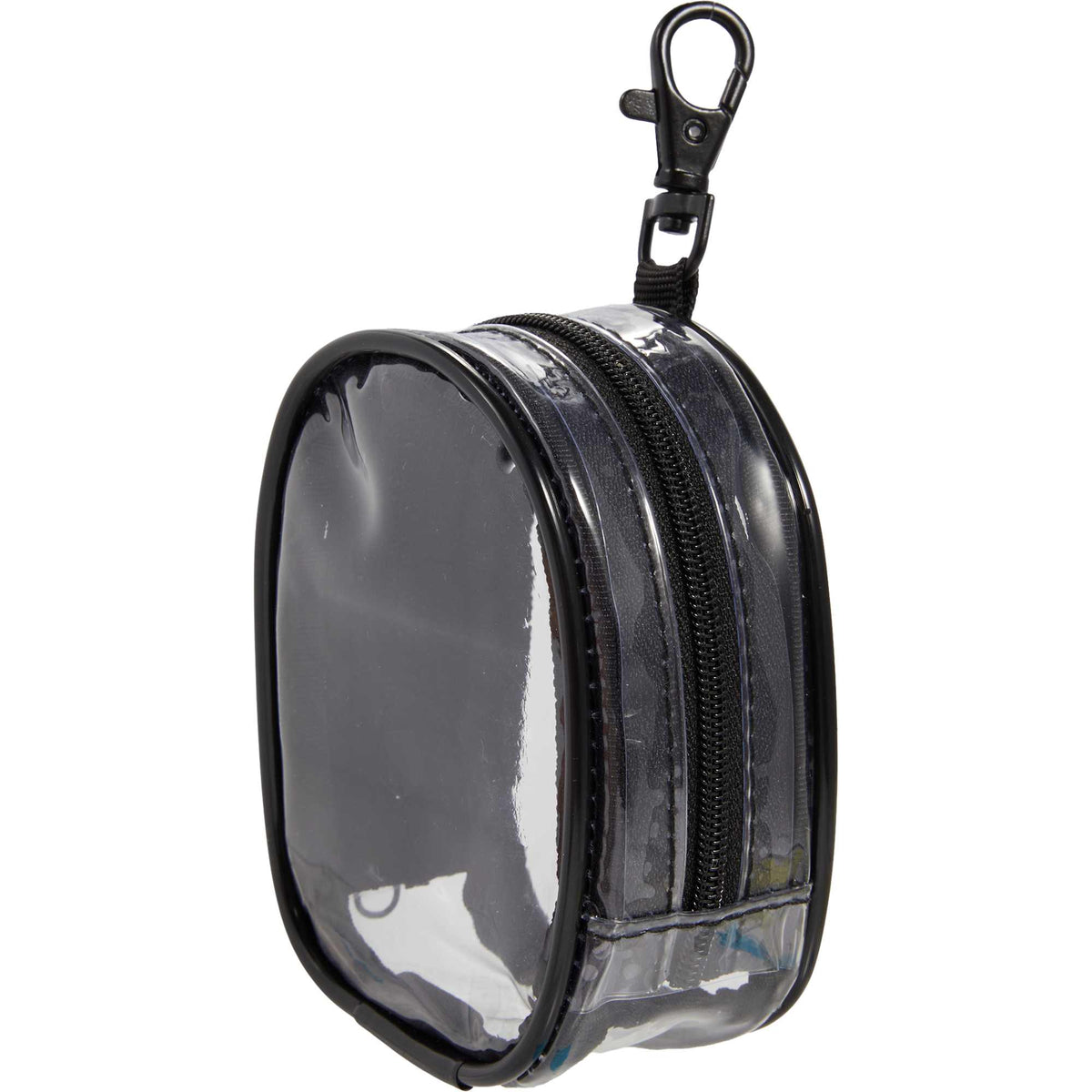 Round Clear Bag Charm with Zip - Clear - Left Angle