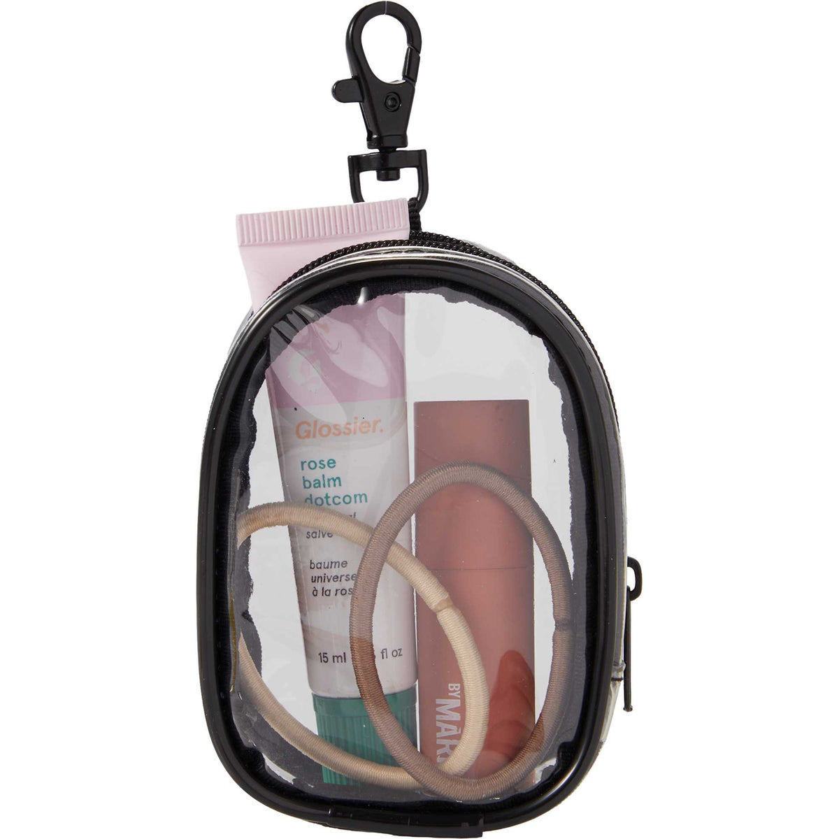 Round Clear Bag Charm with Zip - Clear - Propped