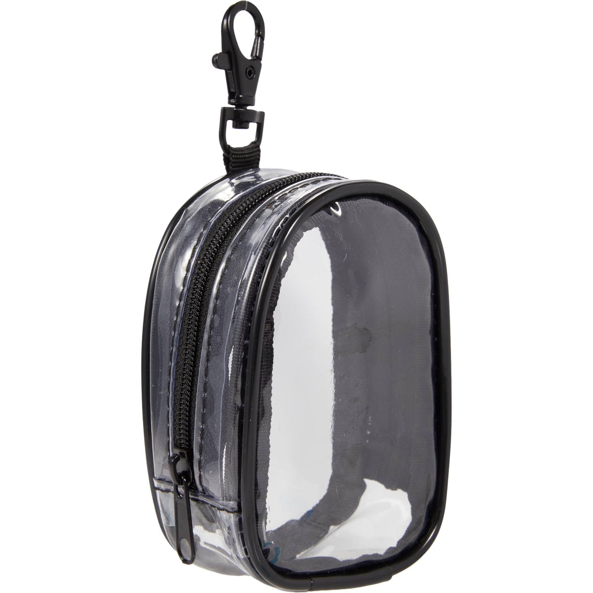 Round Clear Bag Charm with Zip - Clear - Right Angle