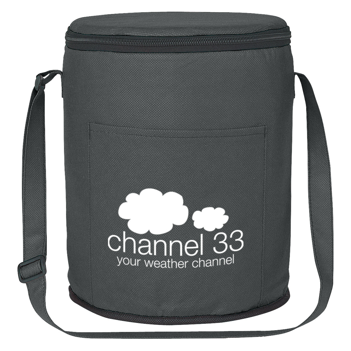Round Cooler Bag, Non-Woven - Black - Silk Screen