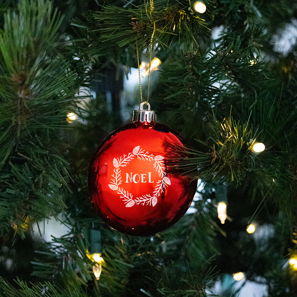 Round Disk Ornament in Chrome - Red - Pad Print