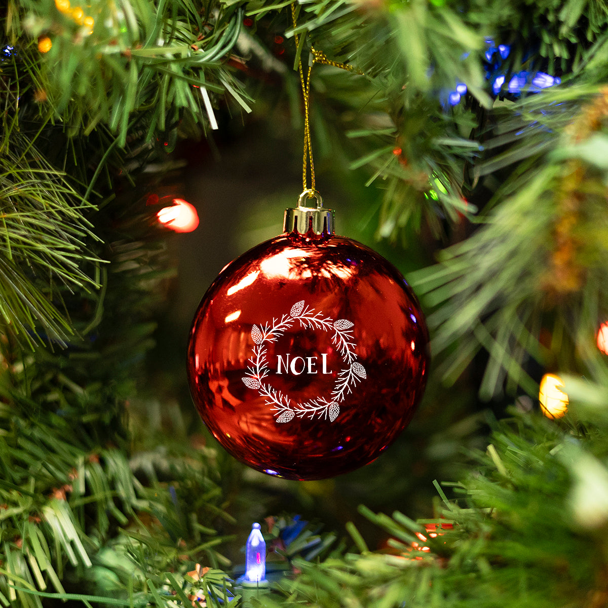Round Disk Ornament in Chrome - Red - Pad Print