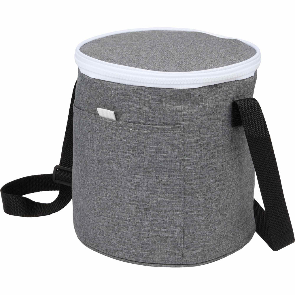 Round Recycled Cooler Bag for 9 Cans Embroidery - Graphite - Left Angle