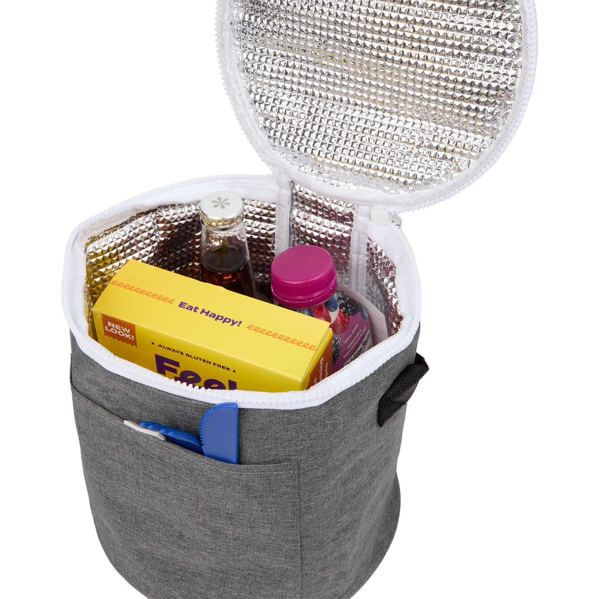 Round Recycled Cooler Bag for 9 Cans Embroidery - Graphite - Propped