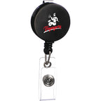 Round Retractable Badge Holder with Belt Clip Full Color - Black - Front