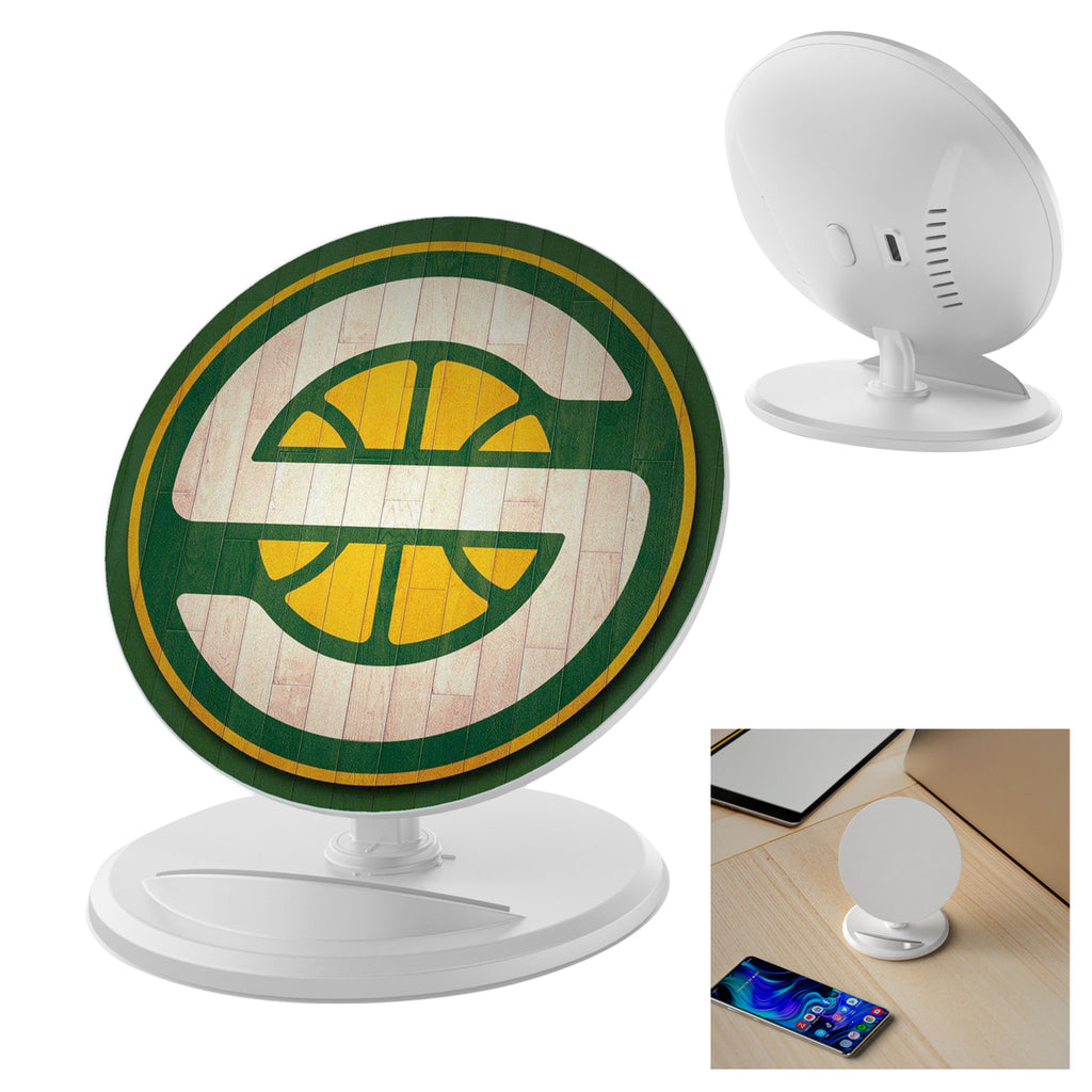Round Wireless Charger and Stand, 10W Full Color - White - Full Color