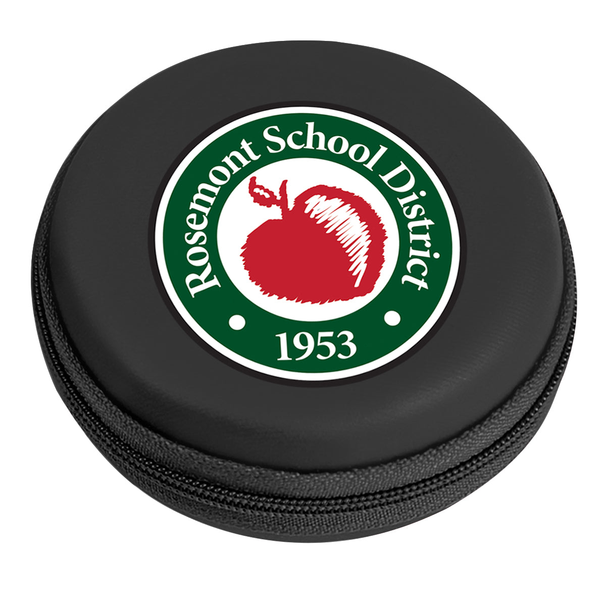 Round Zippered Travel Case for Electronics - Black - Full Color