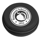 Round Zippered Travel Case for Electronics - Black - Pad Print