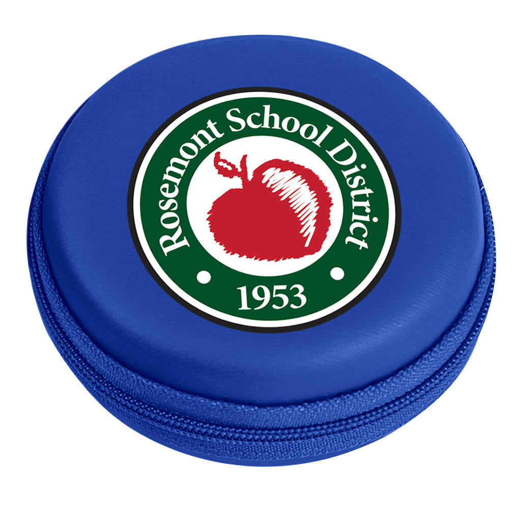 Round Zippered Travel Case for Electronics - Blue - Full Color