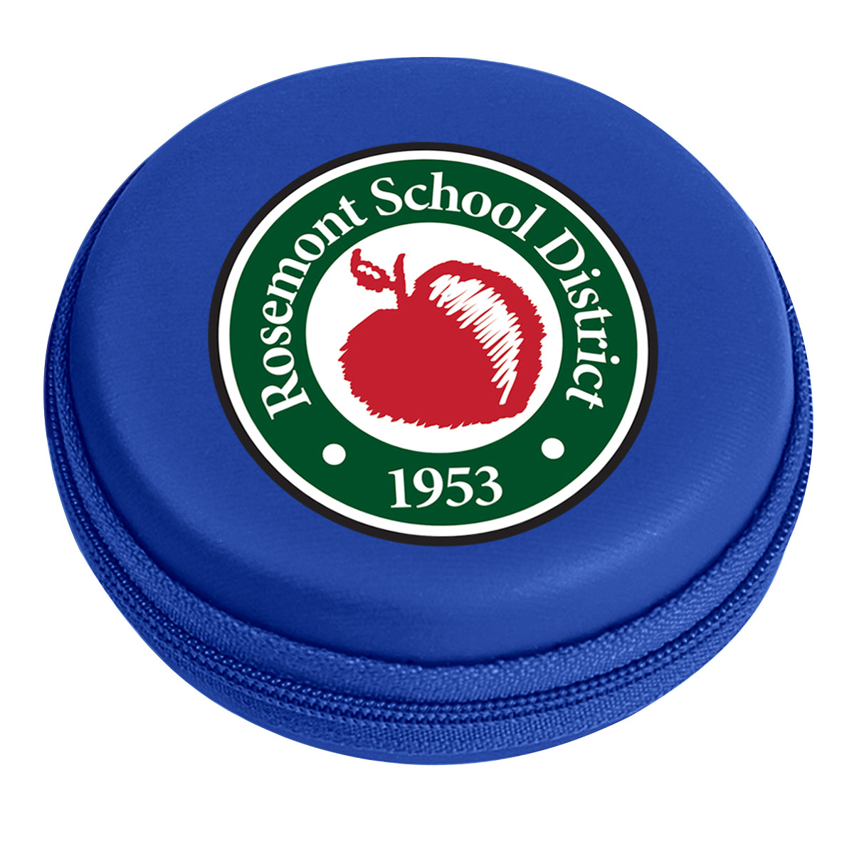 Round Zippered Travel Case for Electronics - Blue - Full Color