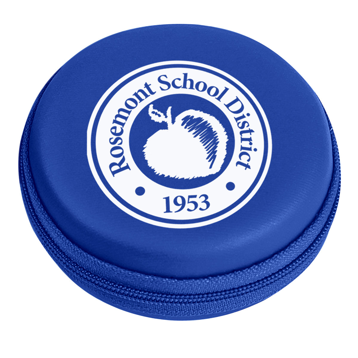 Round Zippered Travel Case for Electronics - Blue - Pad Print