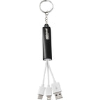 Route Light Up Logo Keychain Cable, 3-in-1 Laser Engraving - Black - Front