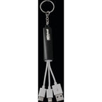 Route Light Up Logo Keychain Cable, 3-in-1 Laser Engraving - Black - Photo
