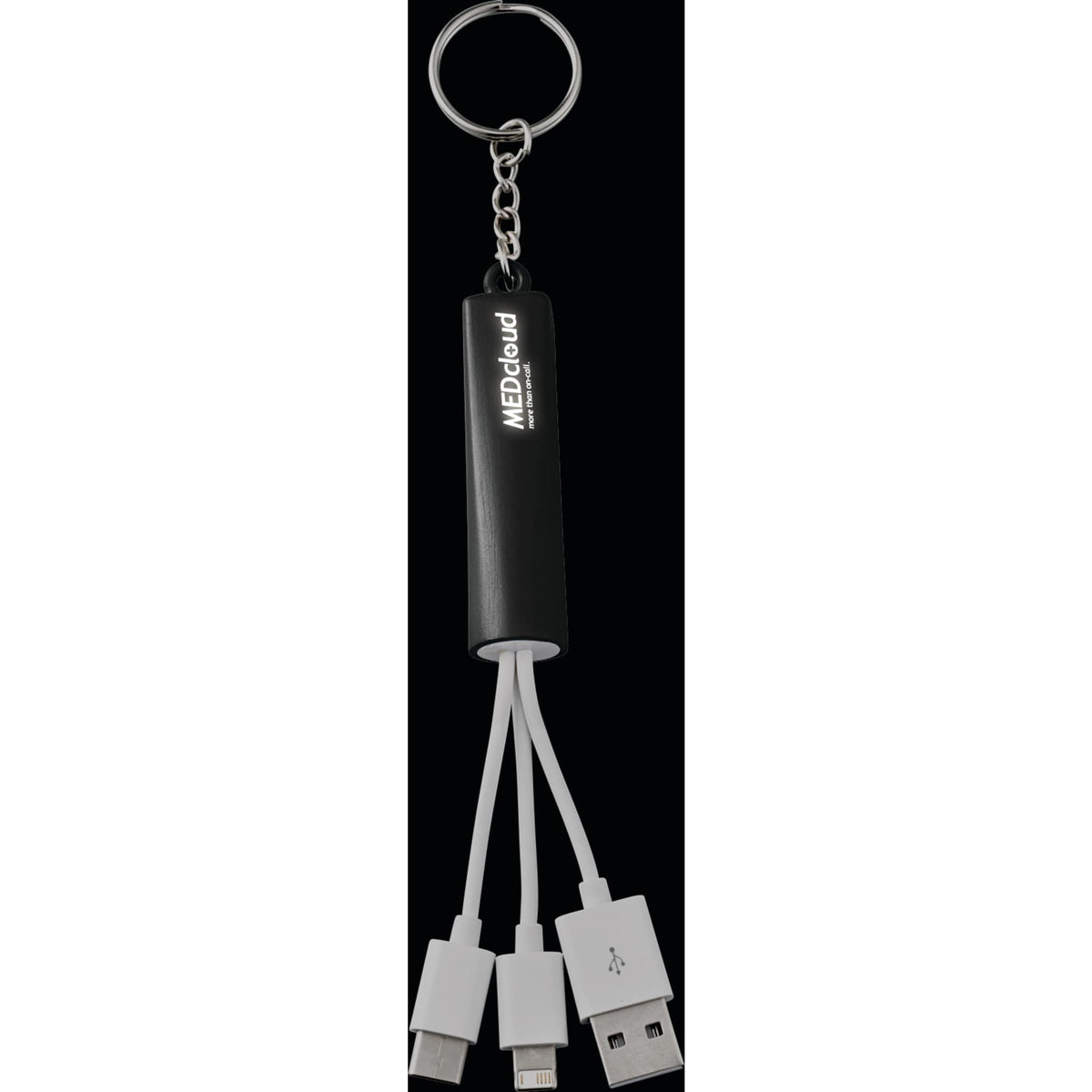 Route Light Up Logo Keychain Cable, 3-in-1 Laser Engraving - Black - Photo
