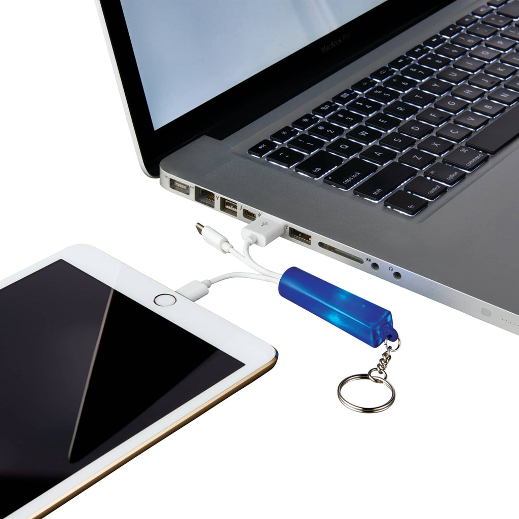 Route Light Up Logo Keychain Cable, 3-in-1 Laser Engraving - Royal - Photo 2