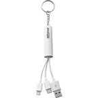 Route Light Up Logo Keychain Cable, 3-in-1 Laser Engraving - White - Front 2