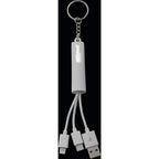 Route Light Up Logo Keychain Cable, 3-in-1 Laser Engraving - White - Front