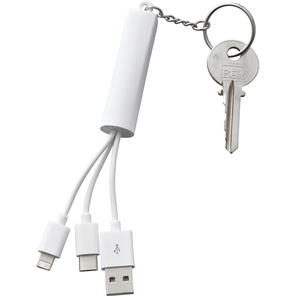 Route Light Up Logo Keychain Cable, 3-in-1 Laser Engraving - White - Photo 2