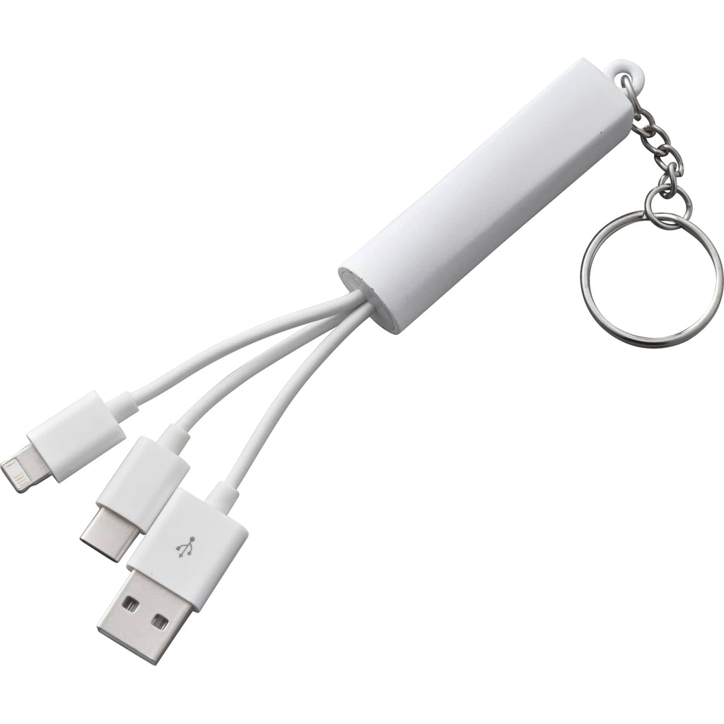 Route Light Up Logo Keychain Cable, 3-in-1 Laser Engraving - White - Photo