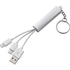 Route Light Up Logo Keychain Cable, 3-in-1 Laser Engraving - White - Photo