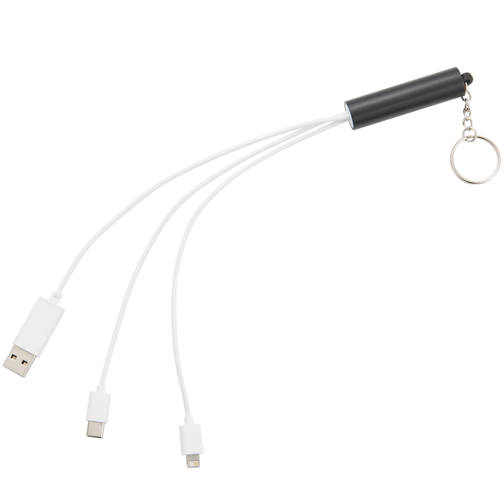Route Light Up Logo Keychain Cable, 5-in-1 - Black - Left Angle 2