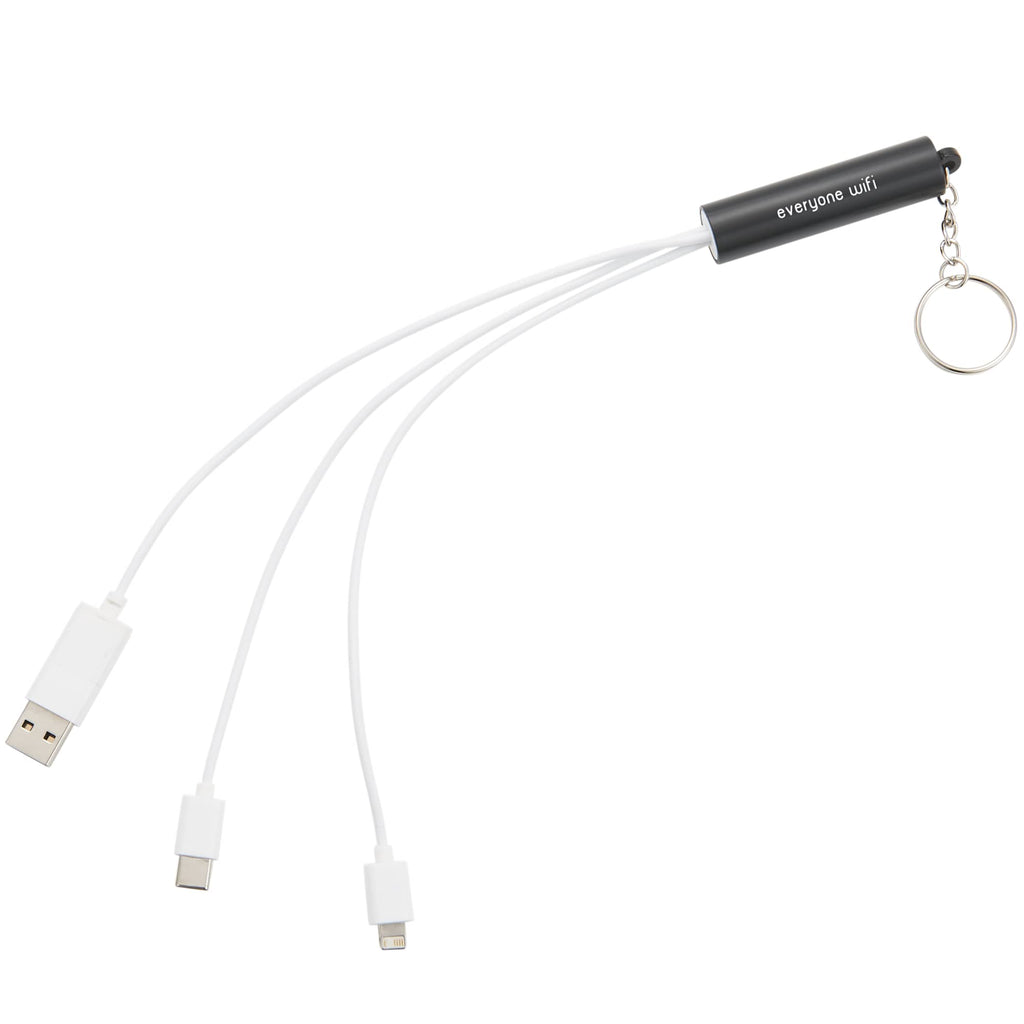 Route Light Up Logo Keychain Cable, 5-in-1 - Black - Left Angle