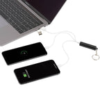 Route Light Up Logo Keychain Cable, 5-in-1 Laser Engraving - Black - Left Angle 3
