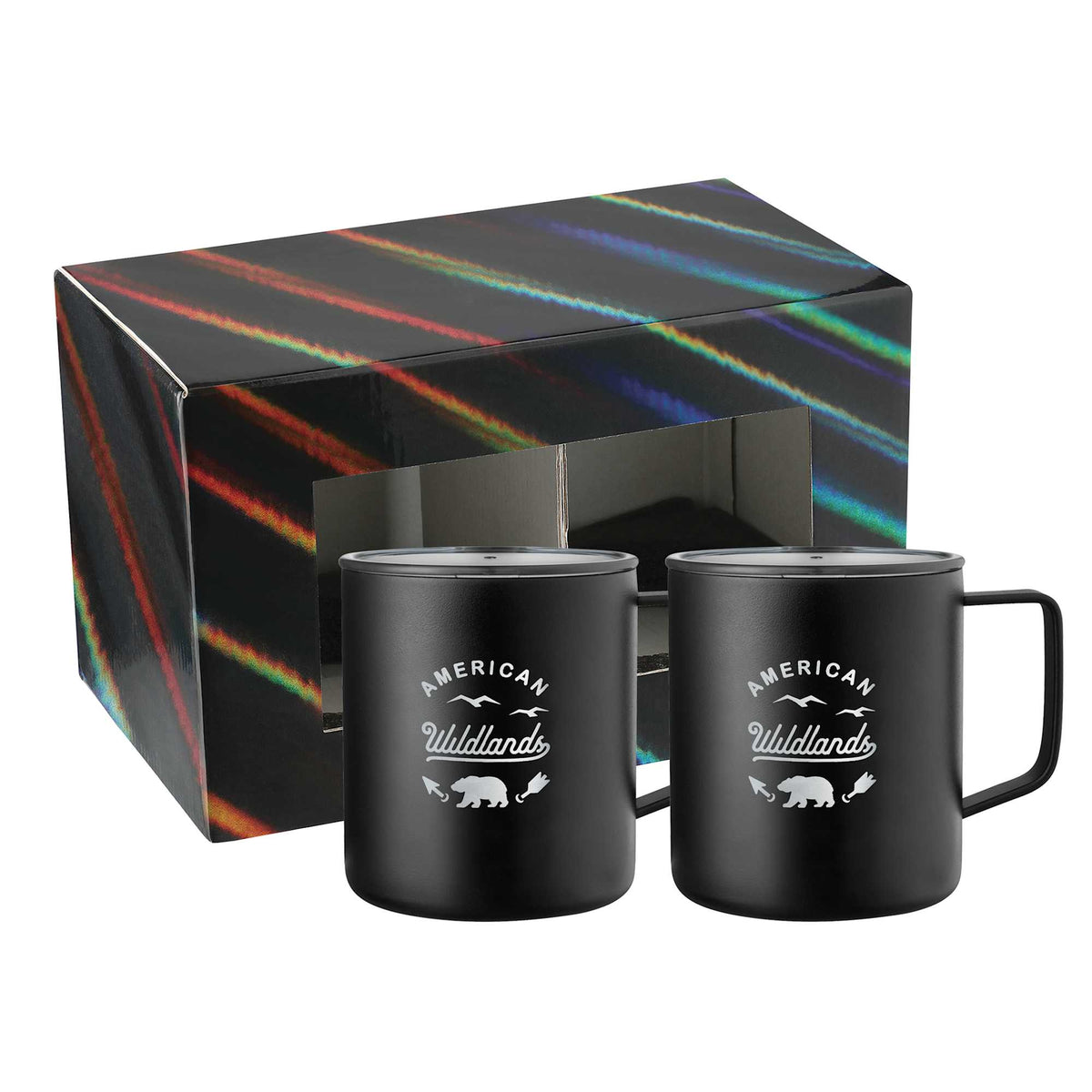 Rover Camp Mug Gift Set of 2, 14 oz Laser Engraving - Black - Front